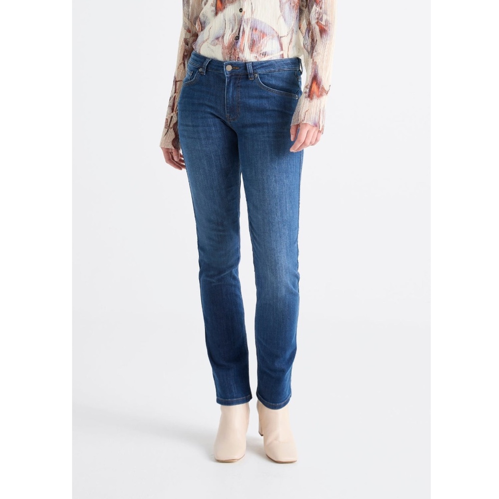 Performance Denim Mid Rise Slim Straight, sz 27X32